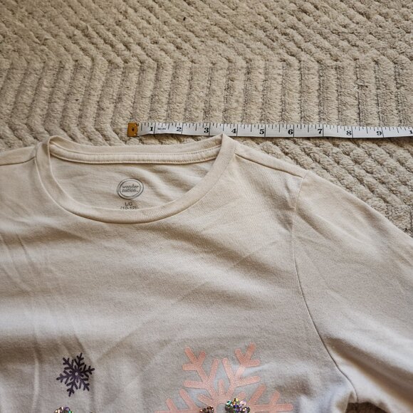 ❄️ Wonder Nation Girls Sequin Snowflake Long Sleeve Top – Size LG (10–12) - Picture 10 of 13